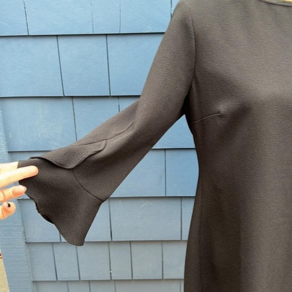 🖤🖤🖤 Karl Lagerfeld 14 black dress cocktail holidays MOD bell sleeve - Picture 3 of 8